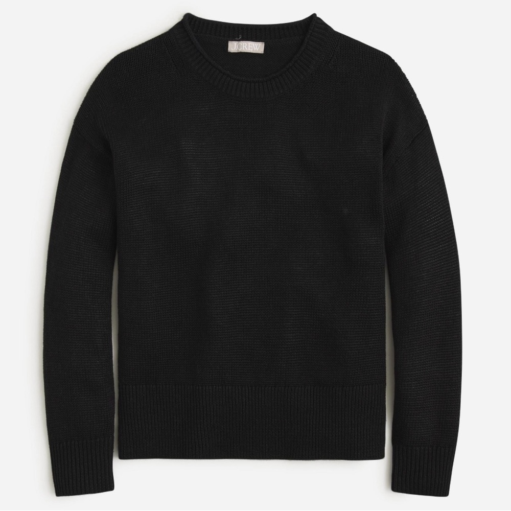LIKE NEW! J.Crew Cotton-Linen blend Beach Sweater SZ S BLACK Paid $98. $36 OBO